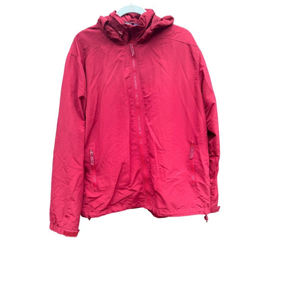 Lands' End Men's Hooded Jacket Full Zip Large 42-44 Lined Maroon Red